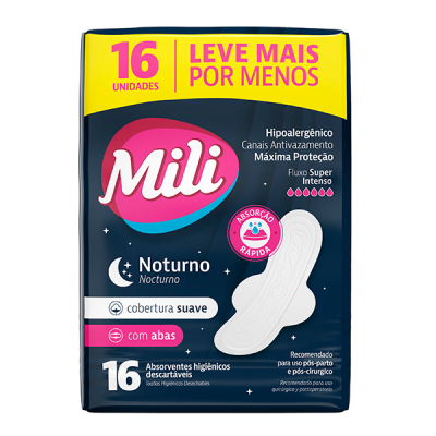 Mili Absorvente Noturno Suave com Abas