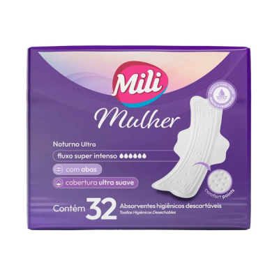 Mili Absorvente Mulher Noturno Ultra Com Abas
