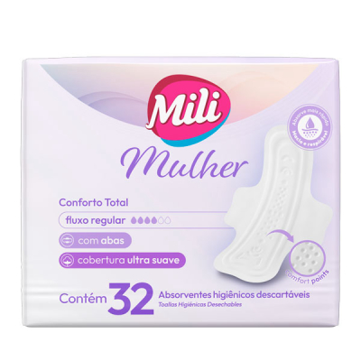 Mili Absorvente Mulher Conforto Total Com Abas